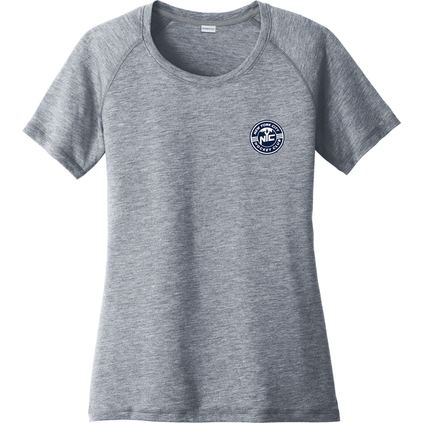 NYC Hockey Club Ladies PosiCharge Tri-Blend Wicking Scoop Neck Raglan Tee