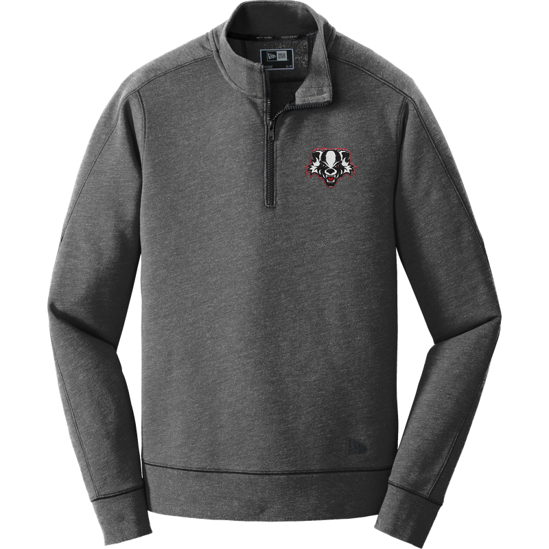 Scary Badgers New Era Tri-Blend Fleece 1/4-Zip Pullover
