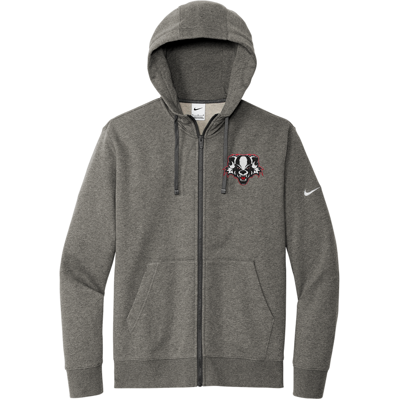 Scary Badgers Nike Club Fleece Sleeve Swoosh Full-Zip Hoodie